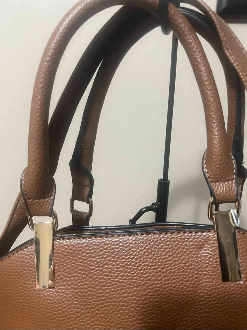 Classic Pebbled Brown Leather Shoulder Bag with Top Handles